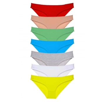 7 adet Süper Eko Set Likralı Kadın Slip Külot Çok Renkli