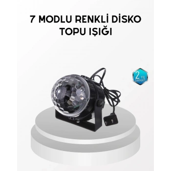 7 Renk Modlu Müzik Sensörlü Disko Topu – Led Işıklı Parti Aydınlatması