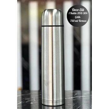 750 ml Çift Katmanlı SUS 304 Çelik İnox Termos Süt-Mama-Kamp-Piknik Termosu 12 Saate Kadar Sıcak