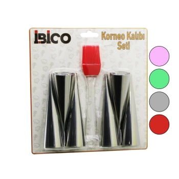 7PCS 6-KORNEO KALIP - 1-SİLİKON FIRÇA PASTA DEKORASYON SETİ ÇAP:3.4CM X UZUNLUK:12CM (4887)