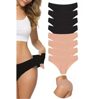 8 Adet Kadın Dikişsiz Lazer Kesim Esnek İz Yapmayan Külot S2
