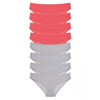 8 adet Süper Eko Set Likralı Kadın Slip Külot Fuşya Gri