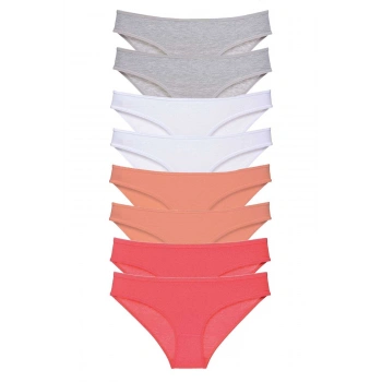 8 adet Süper Eko Set Likralı Kadın Slip Külot Gri Beyaz Pudra Fuşya
