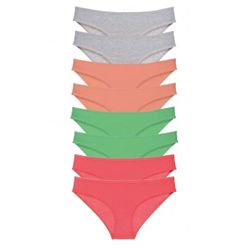 8 adet Süper Eko Set Likralı Kadın Slip Külot Gri Pudra Yeşil Fuşya
