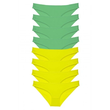 8 adet Süper Eko Set Likralı Kadın Slip Külot Sarı Yeşil