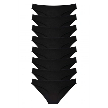 8 adet Süper Eko Set Likralı Kadın Slip Külot Siyah