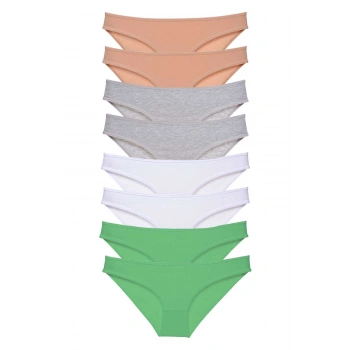 8 adet Süper Eko Set Likralı Kadın Slip Külot Ten Gri Beyaz Yeşil