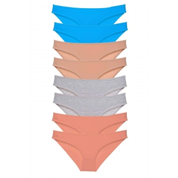 8 adet Süper Eko Set Likralı Kadın Slip Külot Ten Gri Pudra Mavi