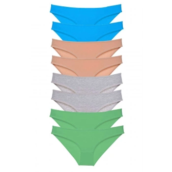 8 adet Süper Eko Set Likralı Kadın Slip Külot Ten Gri Yeşil Mavi