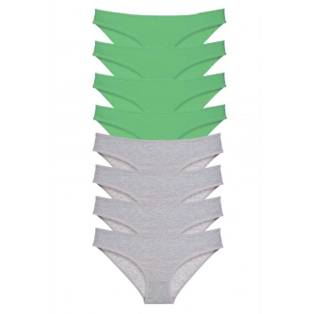 8 adet Süper Eko Set Likralı Kadın Slip Külot Yeşil Gri