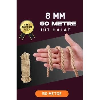 8 MM 50 Metre Jüt Halat Dekoratif Hasır İp Urgan Süs