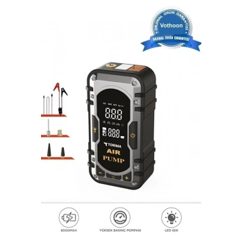 8000 Mah Taşnabilir Dijital Ekranlı Araç Akü Takviyeli,powerbank,ışıklı Oto Hava Kompresörü