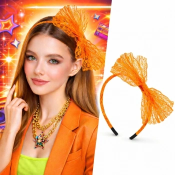 80’ler 90’lar Neon Turuncu Dantel Taç Fiyonklu