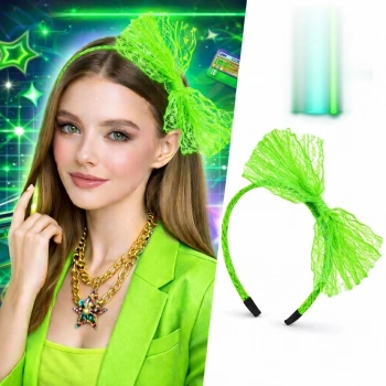 80’ler 90’lar Neon Yeşil Dantel Taç Fiyonklu