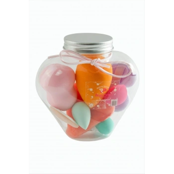 9 Adet Kalp Şişeli Makyaj Süngeri