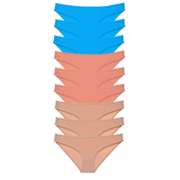 9 adet Süper Eko Set Likralı Kadın Slip Külot Pudra Ten Mavi