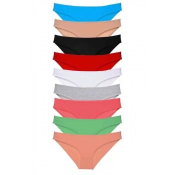 9 Adet Süper Eko Set Likralı Kadın Slip Külot Tüm Renkler