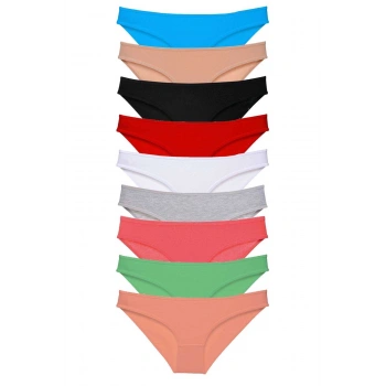 9 adet Süper Eko Set Likralı Kadın Slip Külot Tüm Renkler