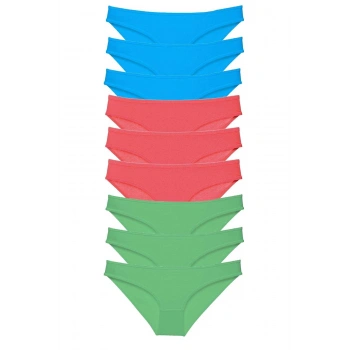 9 adet Süper Eko Set Likralı Kadın Slip Külot Yeşil Fuşya Mavi