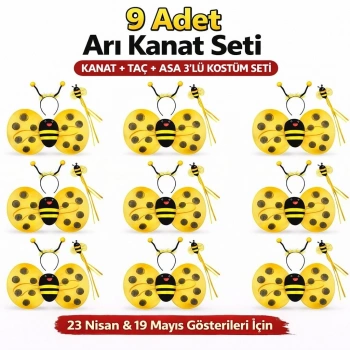 9’lu Arı Kostüm Seti – Kanat Taç Asa