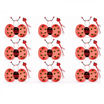 9’lu Uğur Böceği Ateş Böceği Kostüm Seti – Kanat Taç Asa