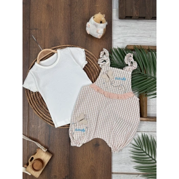 ACIK KAHVE KISA KOLLU KIZ PAMUKLU ÇOCUK & 2 PARÇA BEBEK TULUM