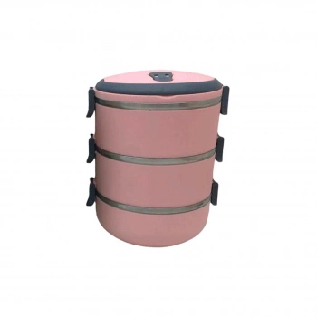 AÇIK PEMBE 3LÜ SEFER TASI SAKLAMA KABI 1.8LT