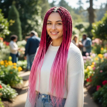 Afrika Örgüsü Ve Rasta İçin Sentetik Ombreli Saç - Koyu Pembe / Açık Pembe