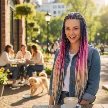 Afrika Örgüsü Ve Rasta İçin Sentetik Ombreli Saç - Mavi / Lila / Platin