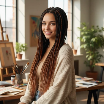 Afrika Örgüsü Ve Rasta İçin Sentetik Ombreli Saç - Siyah / Bakır