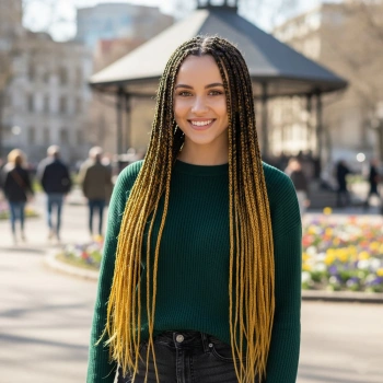 Afrika Örgüsü Ve Rasta İçin Sentetik Ombreli Saç - Siyah / Gold Sarı