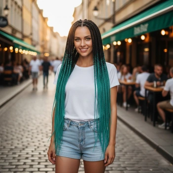 Afrika Örgüsü Ve Rasta İçin Sentetik Ombreli Saç - Siyah / Yeşil