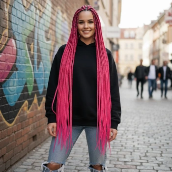 Afrika Örgüsü Ve Rasta İçin Sentetik Saç - Koyu Pembe