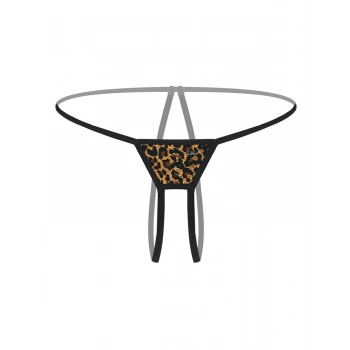  Ağı Açık Büyük Beden Leopar Desenli Fantezi G String