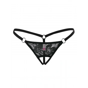  Ağı Açık Siyah Dantelli Fantezi İç Çamaşırı G String