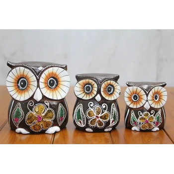 Ahşap 3lü Baykuş Seti Model 1