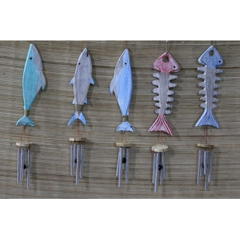 Ahşap Balıklı Metal Çan