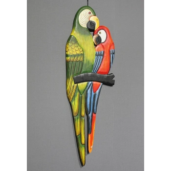 Ahşap Duvara Asmalı 2li Papağan Model 1