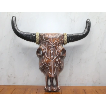 Ahşap Duvara Asmalı Bufalo Kafası