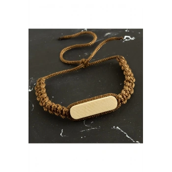 Ahşap Makrome Örgülü Bileklik