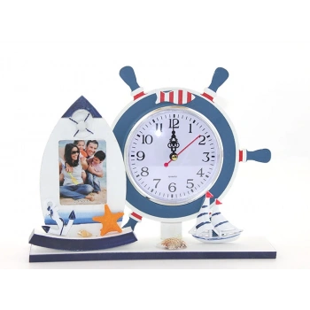 Ahşap Marin Dümenli Çerçeveli Saat Model 2