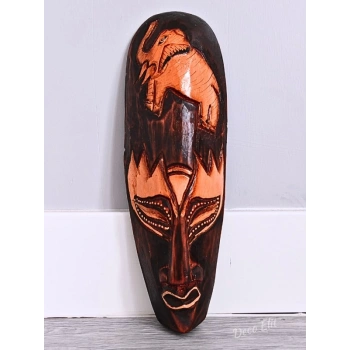 Ahşap Oyma Fil Surat Mask Totem Aborjin Tipi Duvar Objesi Mindi Ağacı El Oyması 30 cm