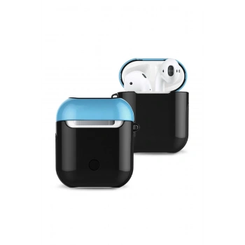 Airpods 2 (2.nesil) 3in1 Kılıf - Siyah-Mavi
