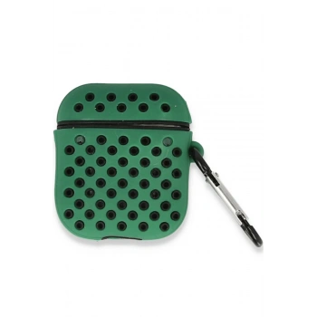 Airpods 2 (2.nesil) Spor Delikli Kılıf - Yeşil-Siyah