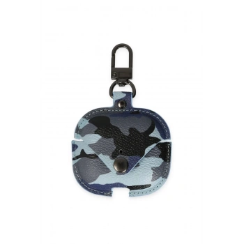 Airpods 3 (3.nesil) Çanta Kamuflaj Deri Kılıf - Mavi