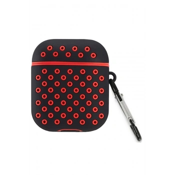 Airpods 3 (3.nesil) Spor Delikli Kılıf - Siyah-Kırmızı