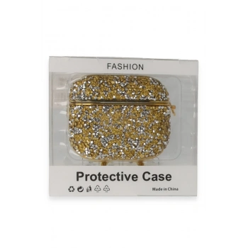 Airpods Pro (1.nesil) Mira Taşlı Kılıf - Gold