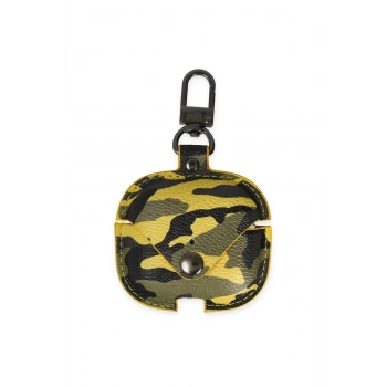 Airpods Pro 2 (2.nesil) Çanta Kamuflaj Deri Kılıf - Sarı