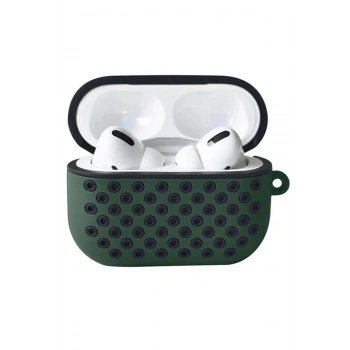 Airpods Pro 2 (2.nesil) Spor Delikli Kılıf - Haki Yeşil-Siyah