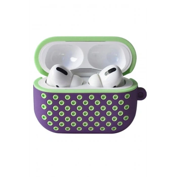 Airpods Pro 2 (2.nesil) Spor Delikli Kılıf - Lila-Yeşil
